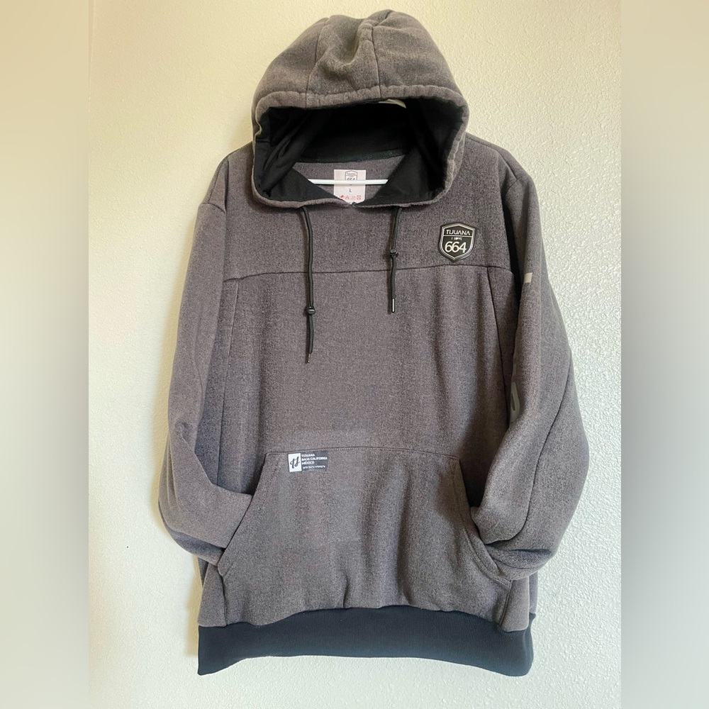 Tijuana I Love 664 Hoodie Unisex Sz L gray  Long Sleeve Pockets